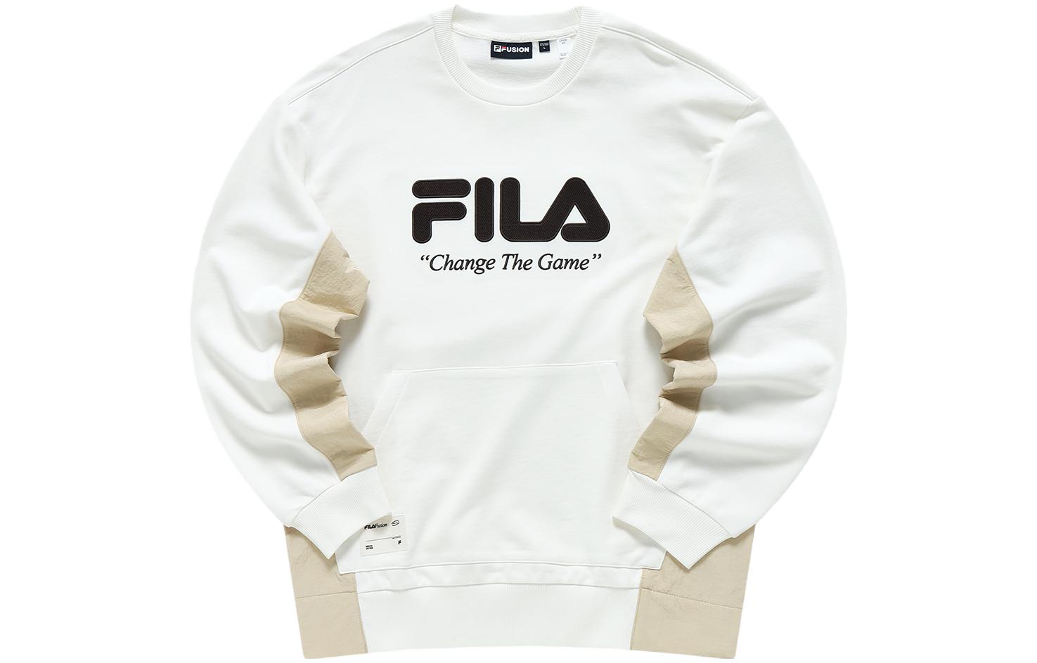 FILA Logo Pullover Patchwork Colorblock Sweatshirt Cloud White - T11M311211F-WT