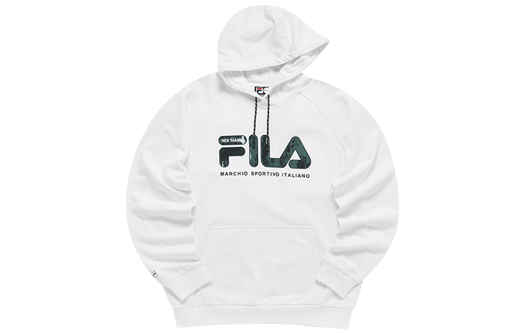 FILA Logo Retro Printed Loose Fit Hoodie White - Vintage Style T11M141201F-WT