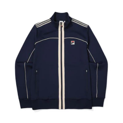 FILA Logo Stripe Print Track Jacket Blue - Loose Fit, Full Zip FS2FTF3291M-INA