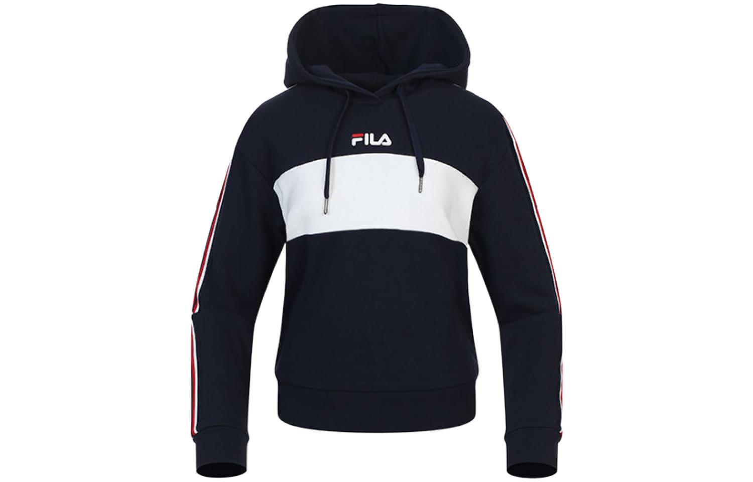 FILA Logo Striped Hoodie Unisex Navy Blue FS2POC1152F-INA