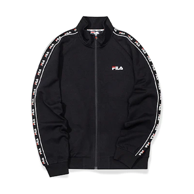 FILA Logo Tape Track Jacket Deep Black T11M032502FBK