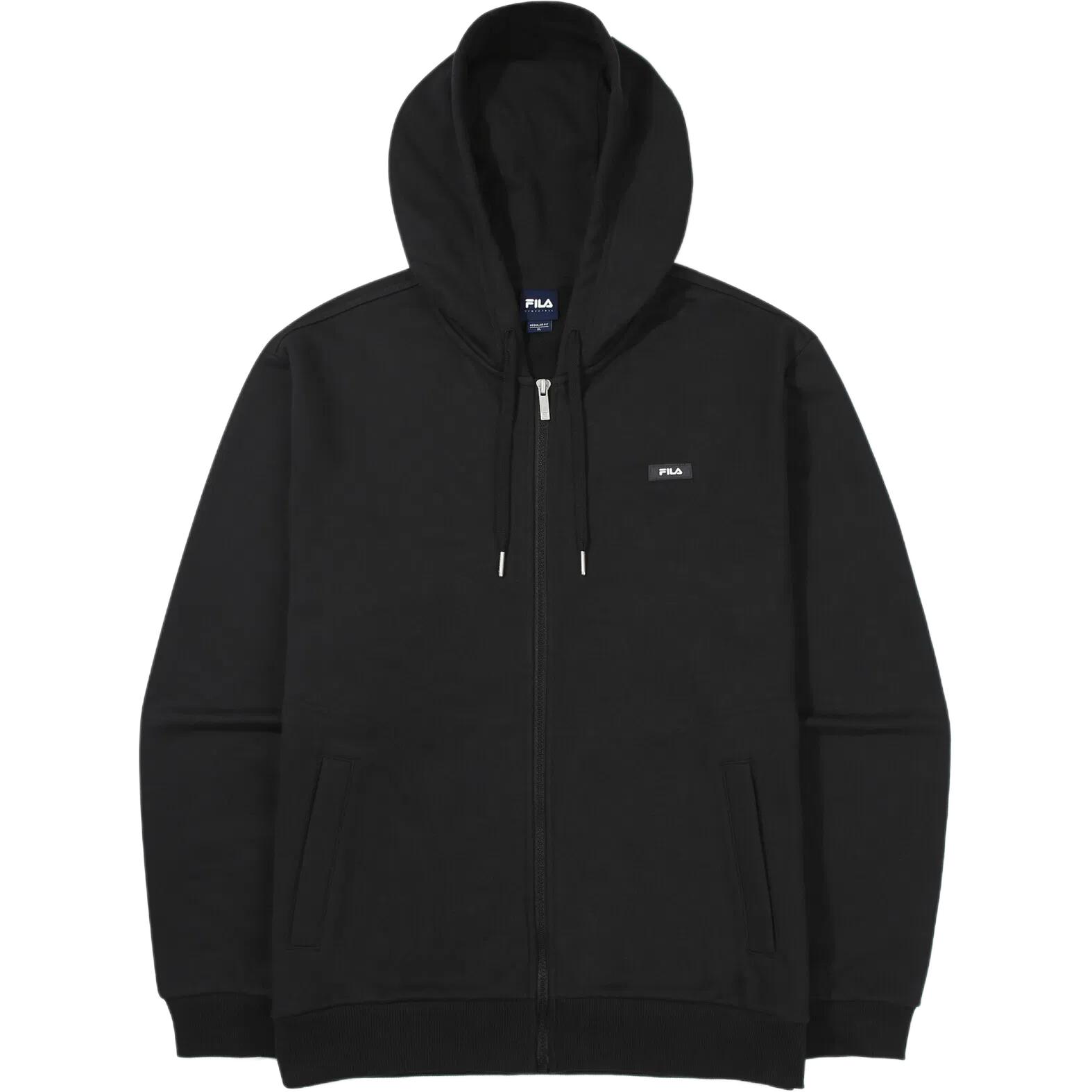 FILA Logo Unisex Black Hoodie Long-Sleeve Casual Jacket FS2FTG4101U-BLK