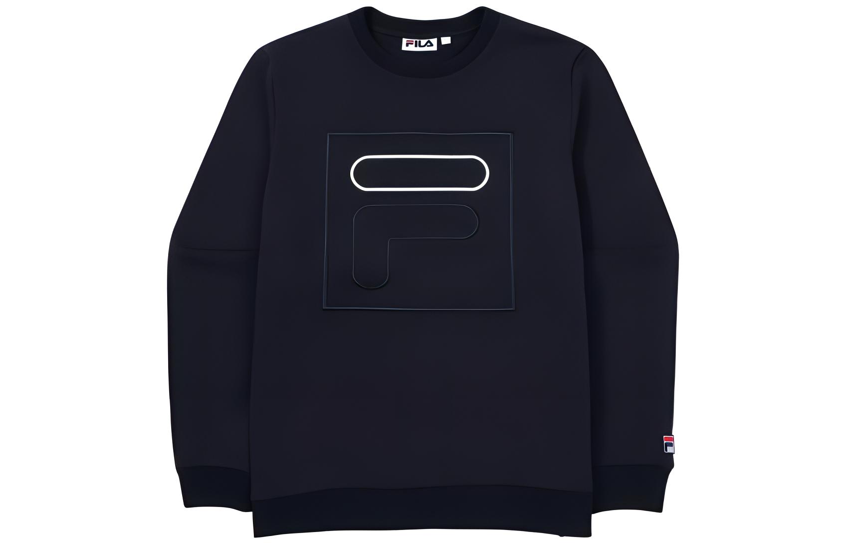 FILA Logo Unisex Navy Blue Crewneck Loose Fit Long Sleeve Sweatshirt FS2POF3393X-INA