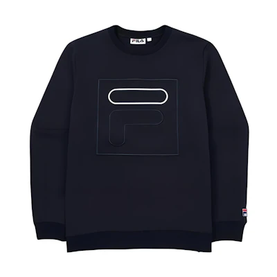 FILA Logo Unisex Navy Blue Crewneck Loose Fit Long Sleeve Sweatshirt FS2POF3393X-INA