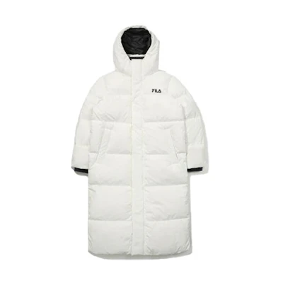 FILA Logo White Hoodie Down Jacket Unisex Winter Casual Warm Long-Sleeve. FS2DJD4103X-OWH
