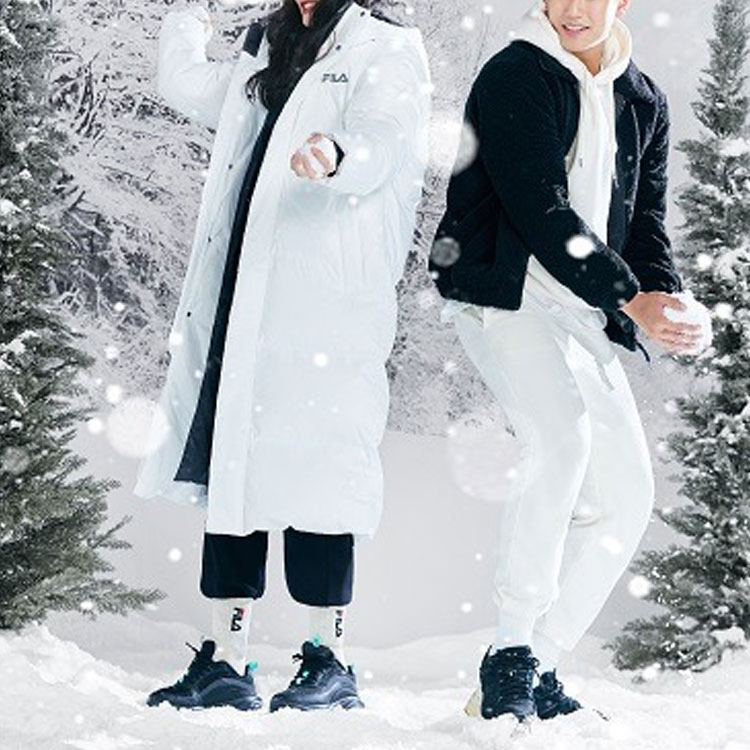 Cheap Chaqueta FILA Logo Blanca Invierno Unisex Casual Cálida Manga Larga. FS2DJD4103X-OWH