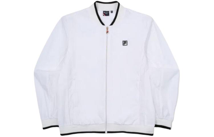 FILA Logo Zip-Up V-Neck Long Sleeve Jacket Unisex White FS2JKG2301XWHI