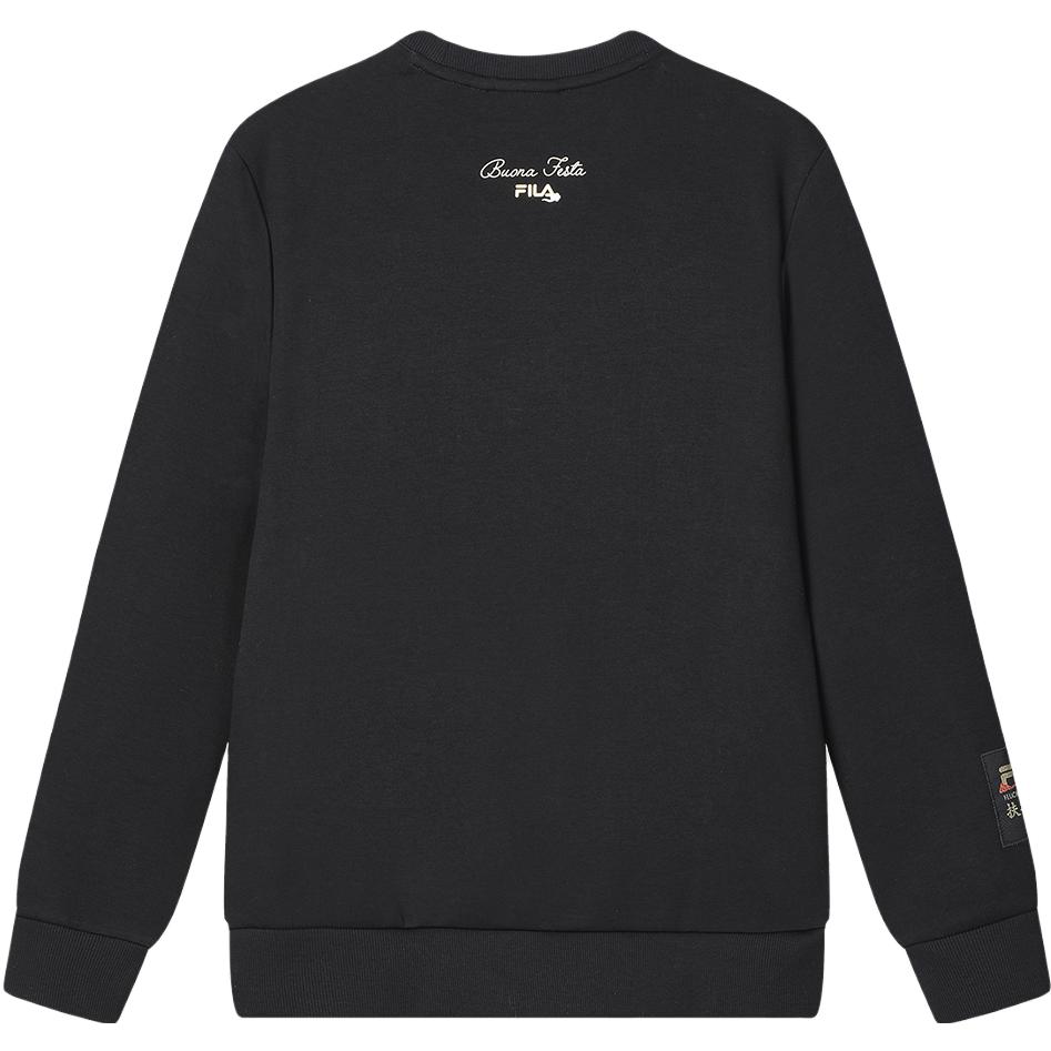 Lookbook FILA 長龍系列男女黑色休閒寬鬆版套頭衛衣 F11M419215F-BK