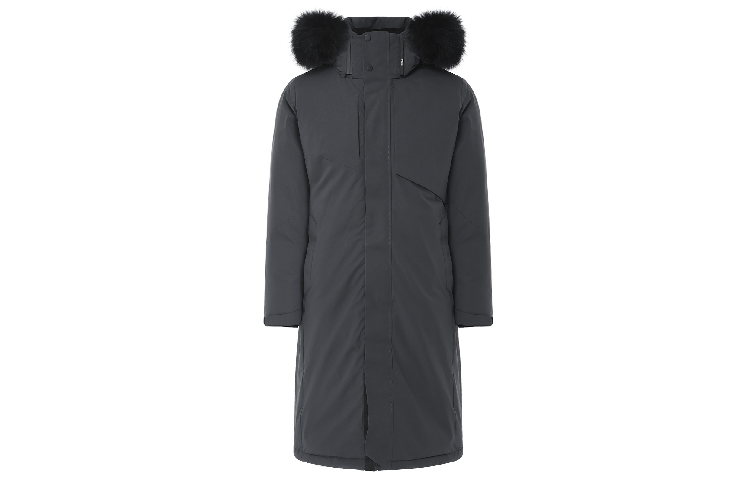 FILA Long Grey Down Jacket with Detachable Hood and Minimalist Design FS2DJE4204M-DGY