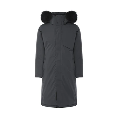FILA Long Grey Down Jacket with Detachable Hood and Minimalist Design FS2DJE4204M-DGY