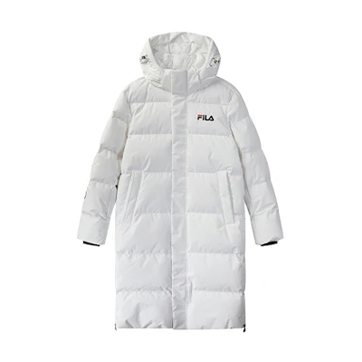 FILA Long Hooded Winter Down Jacket Coat White F11M048921F-WT