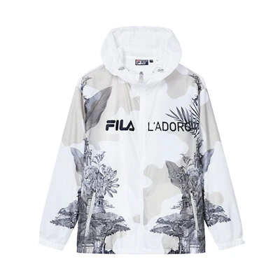 FILA Loose-Fit Colorblock Logo Print Hooded Jacket - Fall Edition F11M238705F-ZA