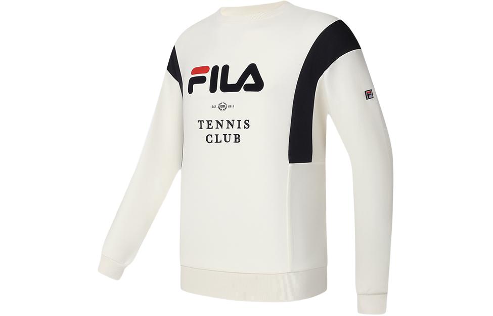 FILA Loose-Fit Cream White Letter Crewneck Sweatshirt A11M413206F-IV