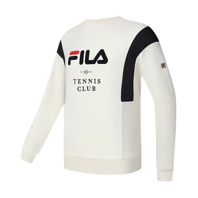 FILA Loose-Fit Cream White Letter Crewneck Sweatshirt A11M413206F-IV
