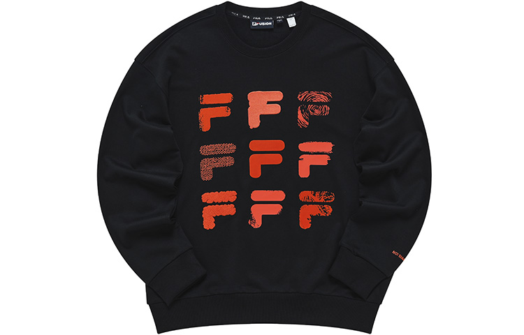 FILA Loose-Fit Retro Crewneck Sweatshirt with Letter Logo - Deep Black T11M233204F-BK