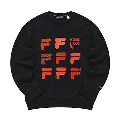 FILA Loose-Fit Retro Crewneck Sweatshirt with Letter Logo - Deep Black T11M233204F-BK