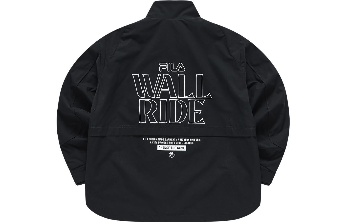 FILA Loose-Fit Woven Jacket with Letter Logo Print in Deep Black T11M311711F-BK