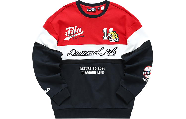 FILA Loose Fit Baseball Crewneck Sweatshirt Legendary Red T11M212216FRD