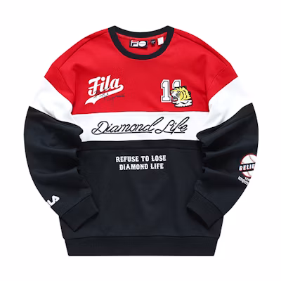 FILA Loose Fit Baseball Crewneck Sweatshirt Legendary Red T11M212216FRD