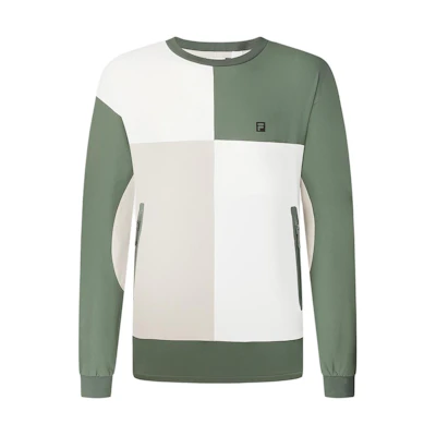 FILA Loose Fit Colorblock Crewneck Sweatshirt in Siberian Green A11M417203F-DG