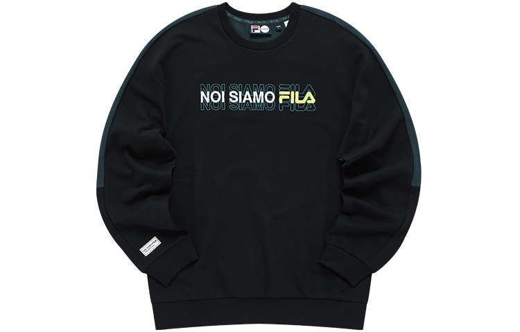FILA Loose Fit Colorblock Logo Print Sweatshirt - Deep Black T11M141202F-BK