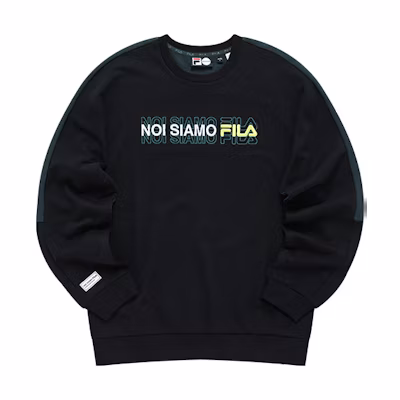 FILA Loose Fit Colorblock Logo Print Sweatshirt - Deep Black T11M141202F-BK