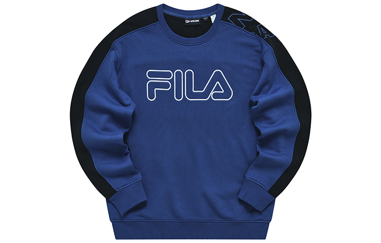 FILA Loose Fit Colorblock Pullover Fleece Sweatshirt - Zhuhui Blue T11M241210F-BU