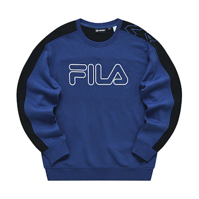 FILA Loose Fit Colorblock Pullover Fleece Sweatshirt - Zhuhui Blue T11M241210F-BU