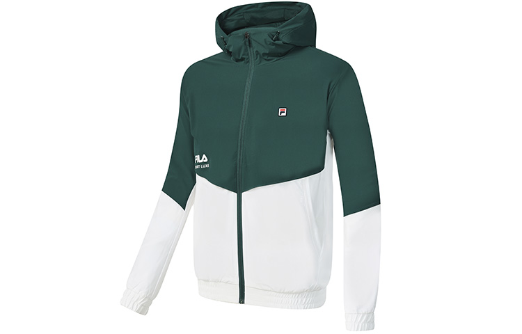 FILA Loose Fit Colorblock Tennis Hoodie Jacket - Moss Green A11M243701FDG