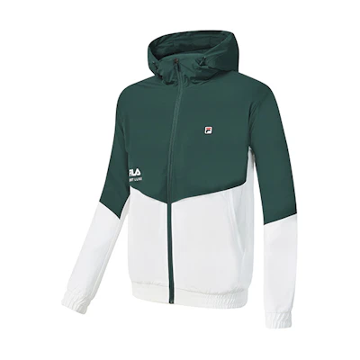 FILA Loose Fit Colorblock Tennis Hoodie Jacket - Moss Green A11M243701FDG