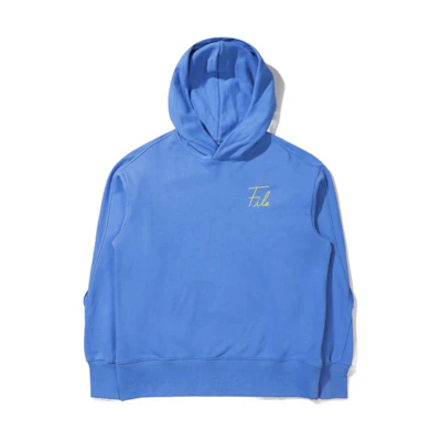 FILA Loose Fit Incision Hoodie Blue - Solid Logo Pullover Korean Style FS2POE1108X-FBU