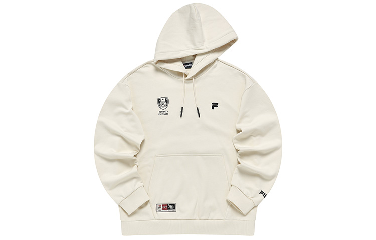 FILA Loose Fit Knit Hoodie with Solid Logo Print in Wheat Malt T11M245206F-BG