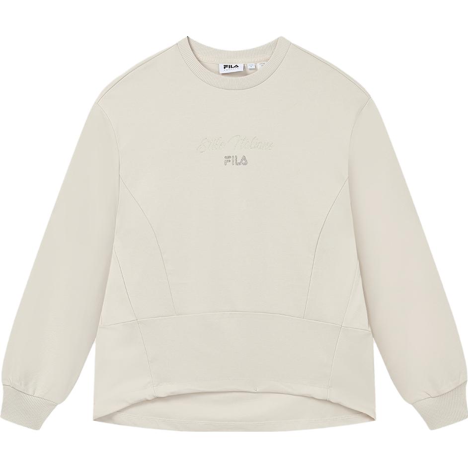 FILA Loose Fit Knit Long-Sleeve Crewneck Sweatshirt Beige Casual Style F11W334204F-YE