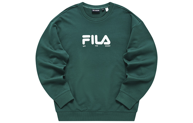 FILA Loose Fit Knit Pullover Crewneck Sweatshirt Morandi Green T11M243201F-DG