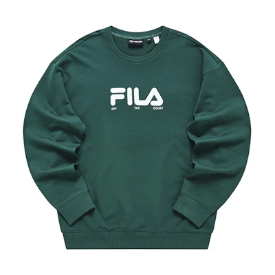 FILA Loose Fit Knit Pullover Crewneck Sweatshirt Morandi Green T11M243201F-DG