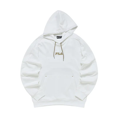 FILA Loose Fit Letter Logo Knit Hoodie in Standard White T11M231203FWT