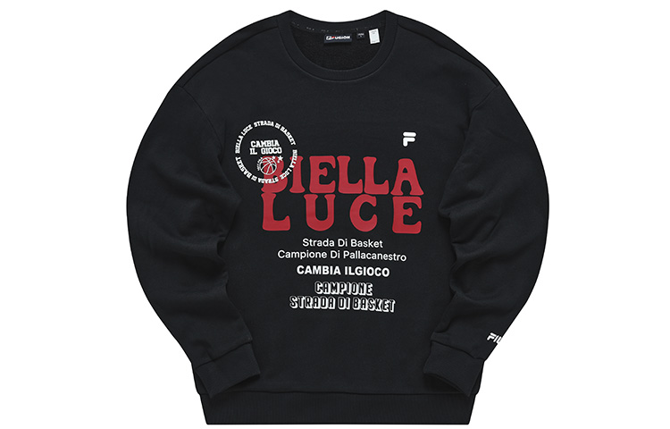FILA Loose Fit Letter Print Crewneck Long Sleeve Sweatshirt Black T11M245208F-BK