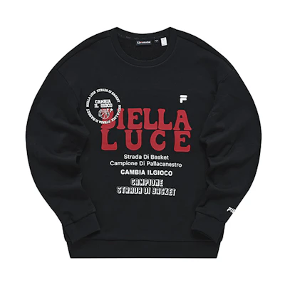 FILA Loose Fit Letter Print Crewneck Long Sleeve Sweatshirt Black T11M245208F-BK