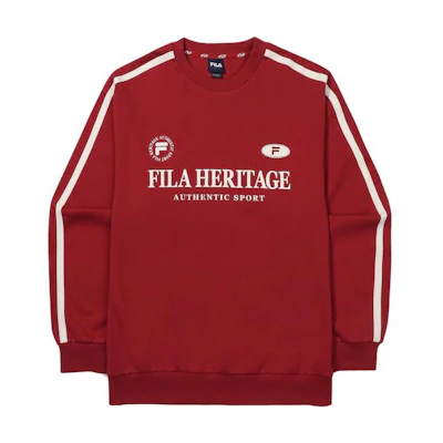 FILA Loose Fit Letter Print Crewneck Sweatshirt Unisex Red FE2POF6101XPRD