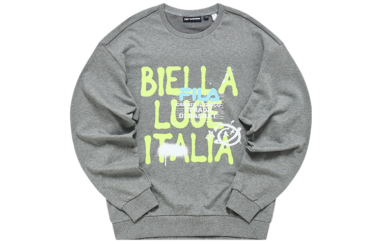 FILA Loose Fit Letter Print Knit Pullover Sweatshirt Light Black Gray T11M235205FMG