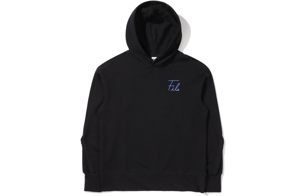 FILA Loose Fit Logo Hoodie - Korean Style Pullover in Black FS2POE1108X-BLK