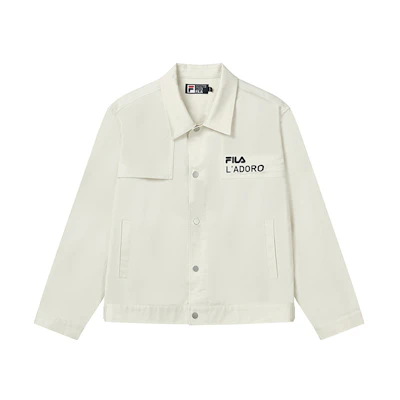 FILA Loose Fit Logo Long Sleeve Woven Jacket - White Jade Rabbit Edition F51M238703F-IV
