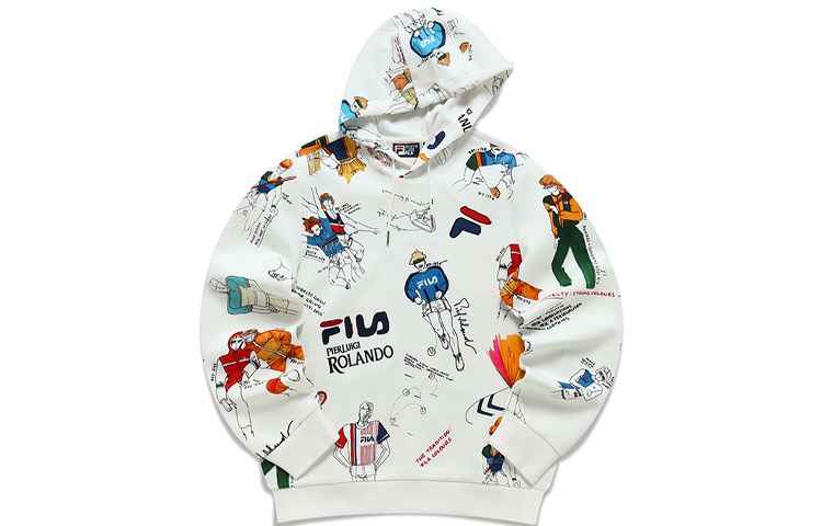 FILA Loose Fit Printed Knit Hoodie White F61M218220FZA