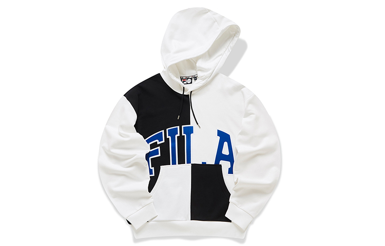 FILA Loose Fit Pullover Hoodie Black/White Trendy Streetwear T11M042235F-BK