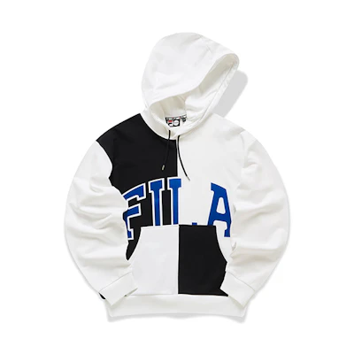 FILA Loose Fit Pullover Hoodie Black/White Trendy Streetwear T11M042235F-BK