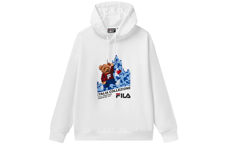 FILA Loose Fit Pullover Hoodie Sweatshirt - White F11M118259FWT