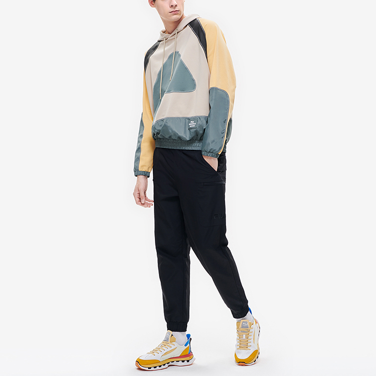 Shop FILA 宽松版复古拼色Logo连帽卫衣 灰绿色 - 秋季休闲款 F11M239208F-GN