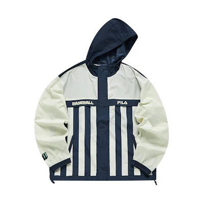 FILA Loose Fit Striped Colorblock Hoodie Jacket in Deep Gray T11M132701F-DY