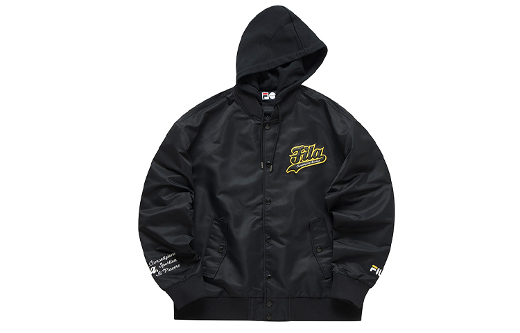 FILA Loose Fit Tiger Print Detachable Hood Jacket - Deep Black T11M112707F-BK
