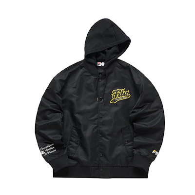 FILA Loose Fit Tiger Print Detachable Hood Jacket - Deep Black T11M112707F-BK